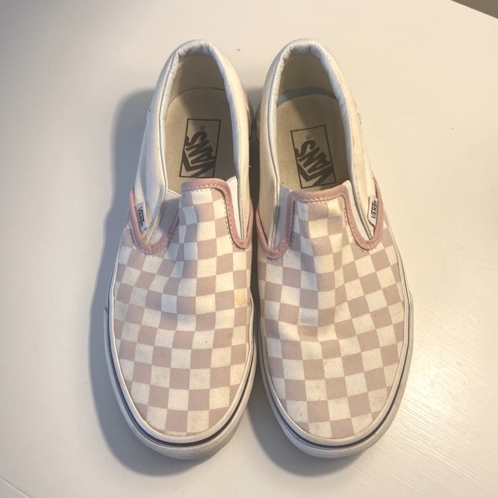 Checkerboard slip-on vans